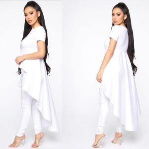 NWT Fashion Nova White Hi Low Tee Size XS